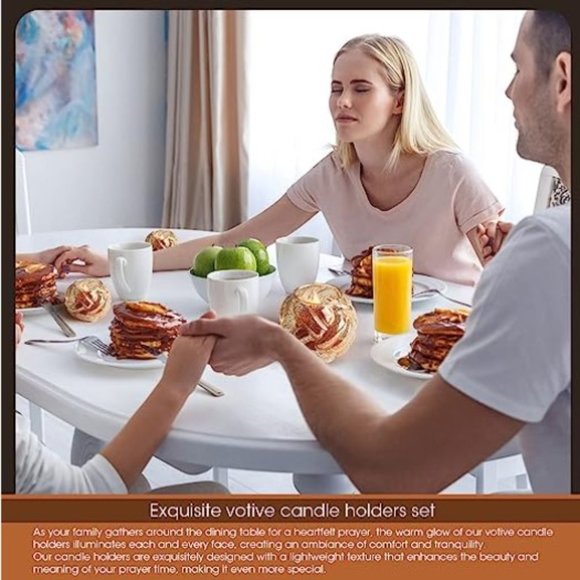 Set of 2 - Vintage Gold Finish Twisted Glass Votive Candle Holders (2 sizes) - Picture 10 of 10